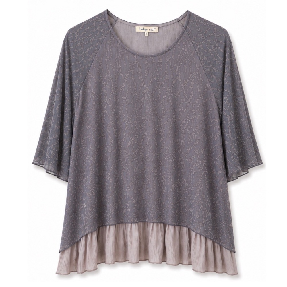 Indigo Soul Grey & Beige Layered Top - XL - Picture 2 of 8